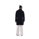 Back view of black embroidered kurta