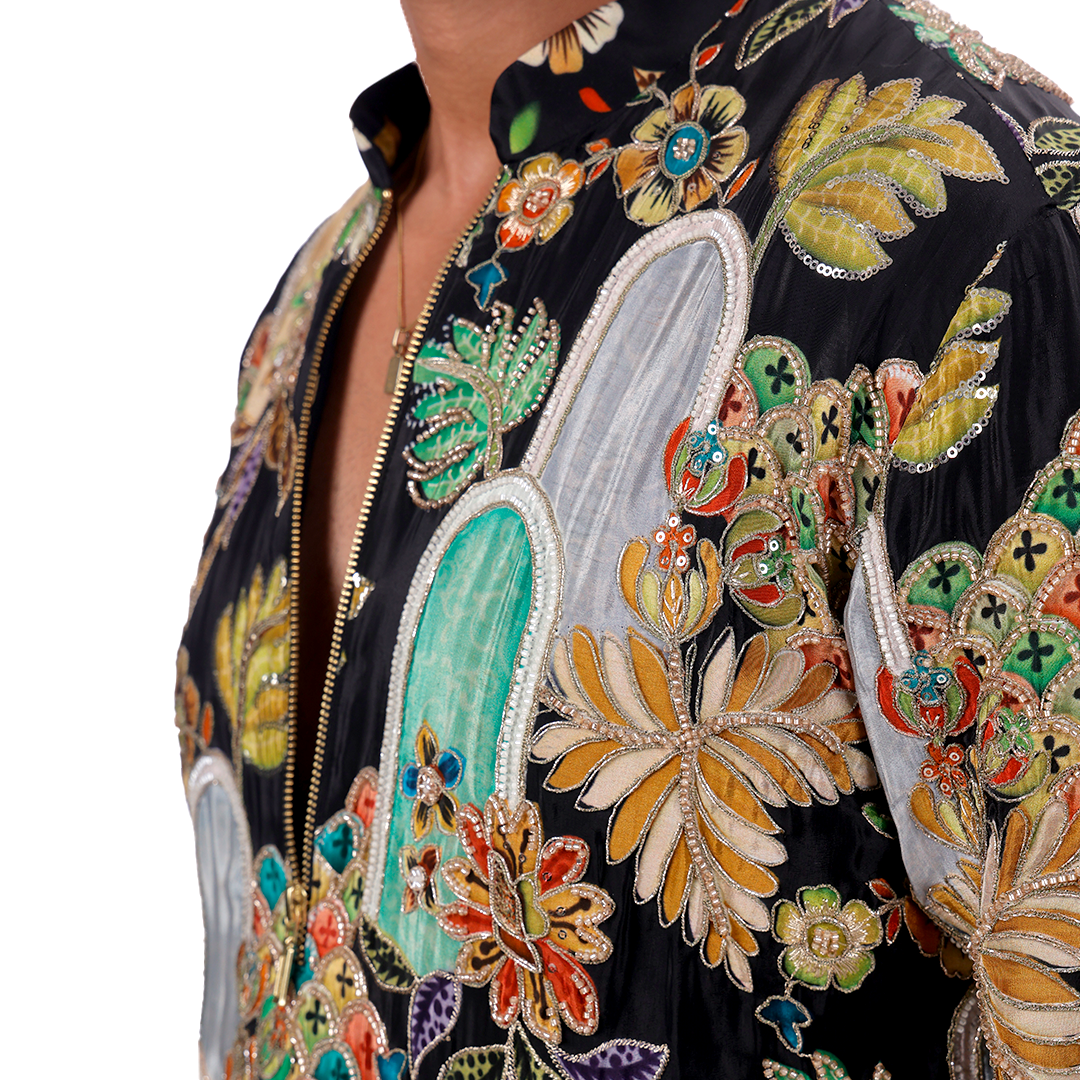 Close-up of kurta embroidery