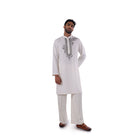 White kurta with silver embroidery
