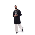 Black kurta with silver floral embroidery
