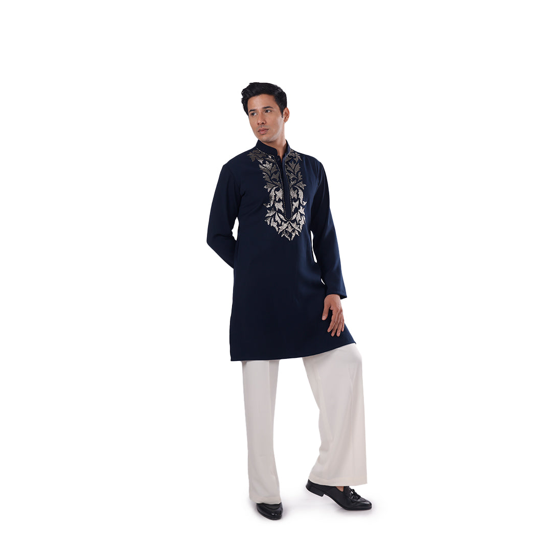 Black kurta with silver embroidery
