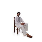 Side view of white embroidered kurta