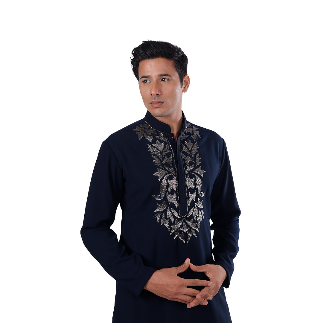 Side view of navy blue kurta